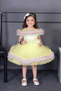 Childbird Lemon Yellow Net Layered Kids Party Birthday Dress