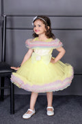 Childbird Lemon Yellow Net Layered Kids Party Birthday Dress