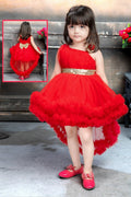 Childbird Red Color High Low Kids Girls Party Dress