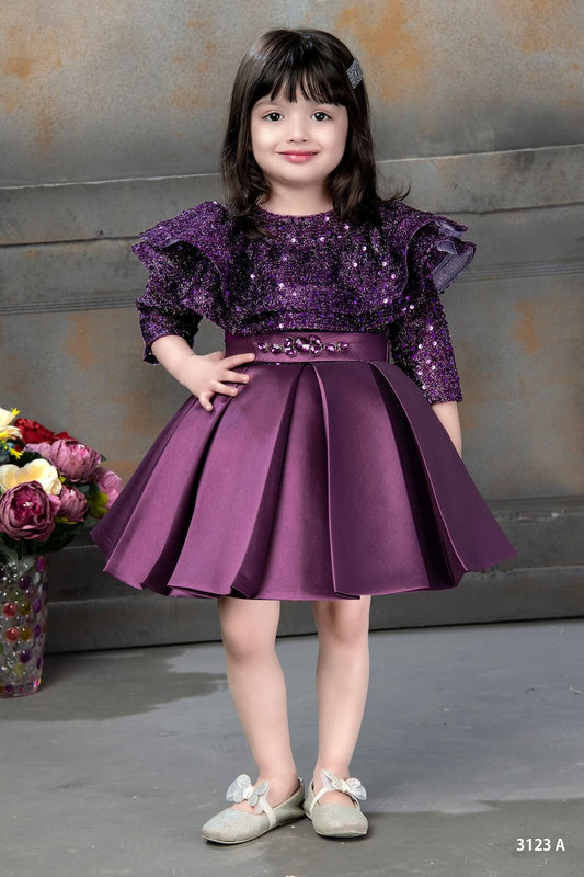 Littleloves Violet Color Silk Kids Frock Dress