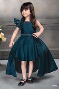 Childbird Teal Blue Silk Kids Girls Birthday Dress