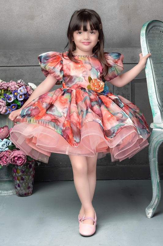 Childbird Multicolor Printed Girls Party Dresses