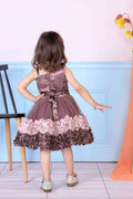 Childbird Brown Color Flower Kids Party Dress