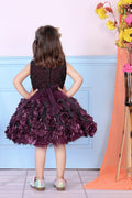 Childbird Wine Color Net Flower Girl's Party Dress