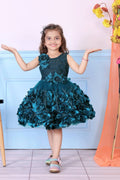 Childbird Teal Green Color Flower Girl's Party Dress