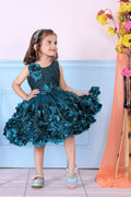 Childbird Teal Green Color Flower Girl's Party Dress