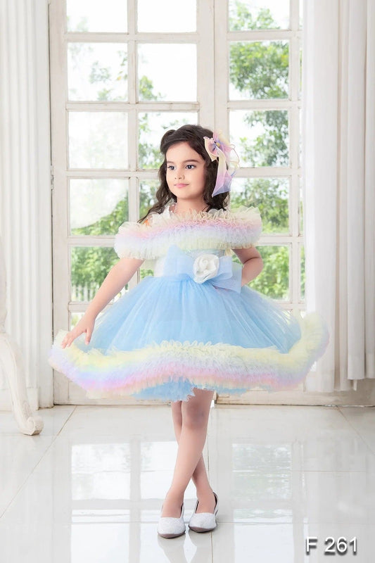 Childbird Blue Net Kids Princess Birthday Dress